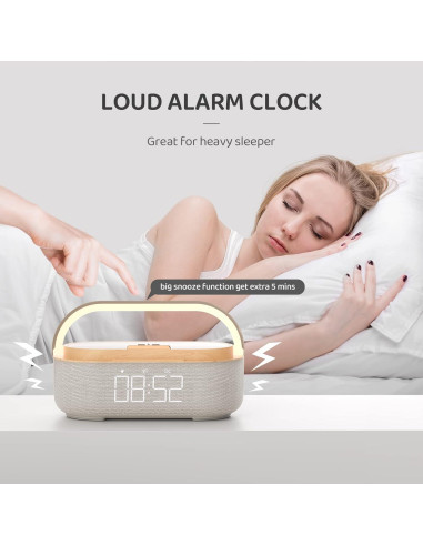 Reloj Despertador Digital COLSUR con Altavoz Bluetooth y Carga Inalámbrica