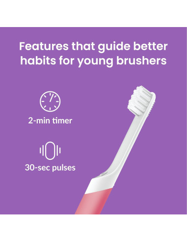 Cepillo de Dientes Eléctrico Quip para Niños Rosa - Temporizador 2 Minutos