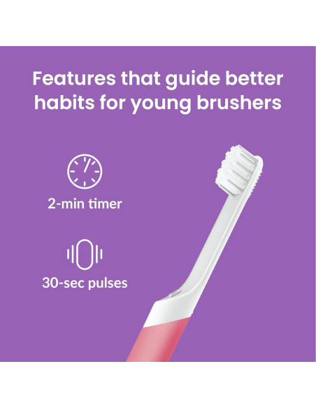 Cepillo de Dientes Eléctrico Quip para Niños Rosa - Temporizador 2 Minutos
