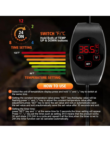 Termostato PID para Lámpara de Calor XFP - Control Preciso 20-50C