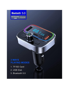 Transmisor FM Bluetooth Guanda RM180 con Carga Rápida 18W 2