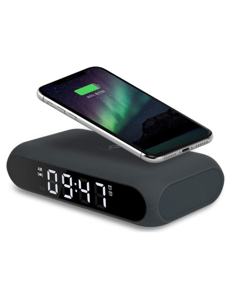 Cargador Inalámbrico Reloj Despertador mooas Gris Carbón Cargador Inalámbrico Reloj Despertador mooas Gris Carbón