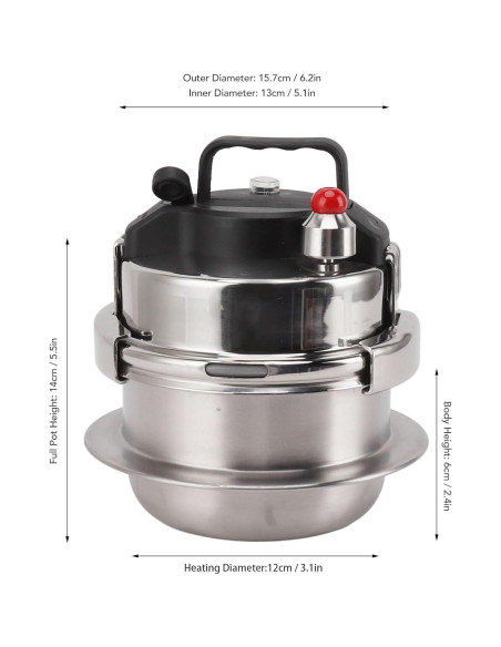 Olla a presión 0.8L acero inoxidable Genérico cocina gas e inducción