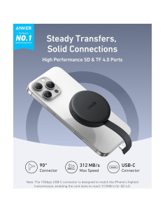 Adaptador USB-C Anker MagGo para iPhone 16/15, Lector SD/TF 2