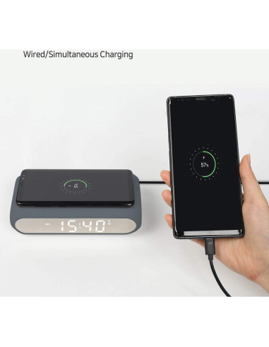 Cargador Inalámbrico Reloj Despertador mooas Gris Carbón