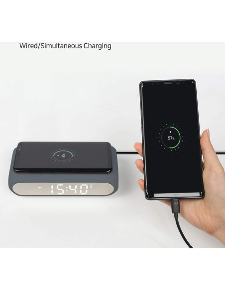 Cargador Inalámbrico Reloj Despertador mooas Gris Carbón Cargador Inalámbrico Reloj Despertador mooas Gris Carbón