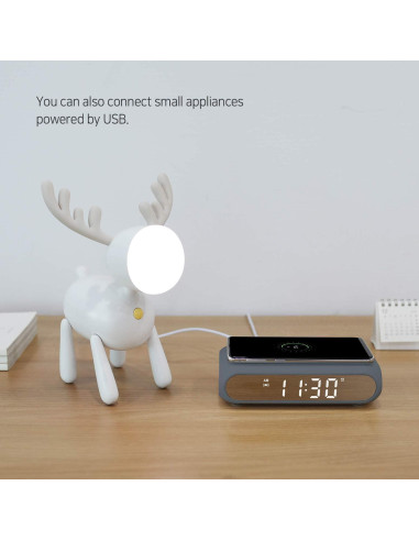 Cargador Inalámbrico Reloj Despertador mooas Gris Carbón