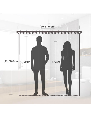 Funda de Ducha PEVA TRIMENGO 178x183 cm Impermeable Ondulada