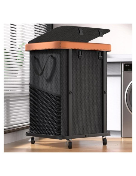 Cesta de Ropa Grande con Ruedas Alentar 150L Negra