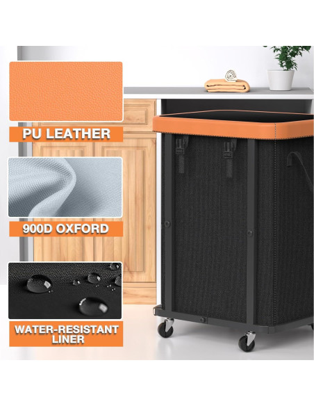 Cesta de Ropa Grande con Ruedas Alentar 150L Negra