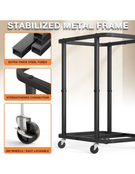 Cesta de Ropa Grande con Ruedas Alentar 150L Negra