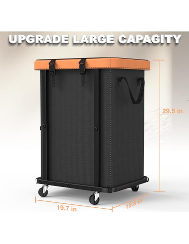 Cesta de Ropa Grande con Ruedas Alentar 150L Negra