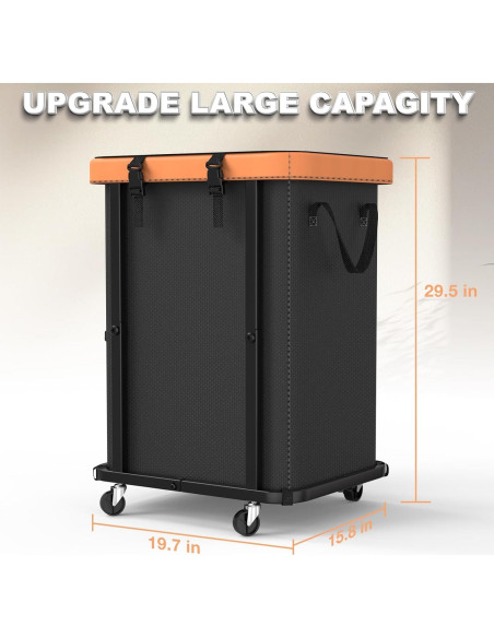 Cesta de Ropa Grande con Ruedas Alentar 150L Negra