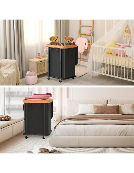 Cesta de Ropa Grande con Ruedas Alentar 150L Negra