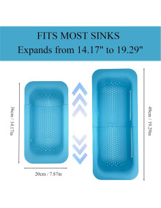 Colador Expandible Vezyturly Azul para Fregadero 36-49 cm 2