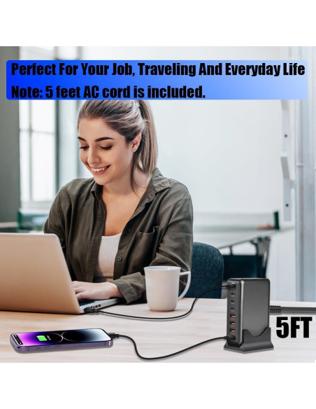 Cargador Rápido SITONG 320W GaN III 8 Puertos USB-C y A