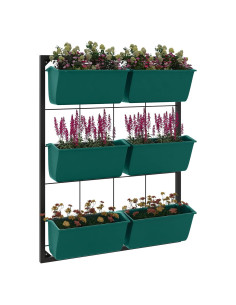 Jardinera de Pared Outsunny 3 Niveles con 6 Macetas Verde