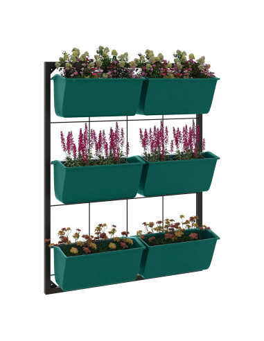 Jardinera de Pared Outsunny 3 Niveles con 6 Macetas Verde