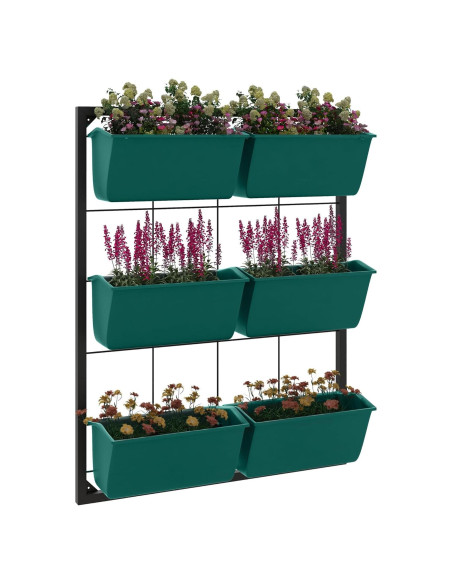 Jardinera de Pared Outsunny 3 Niveles con 6 Macetas Verde
