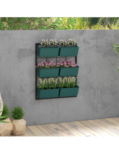 Jardinera de Pared Outsunny 3 Niveles con 6 Macetas Verde