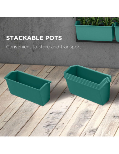 Jardinera de Pared Outsunny 3 Niveles con 6 Macetas Verde