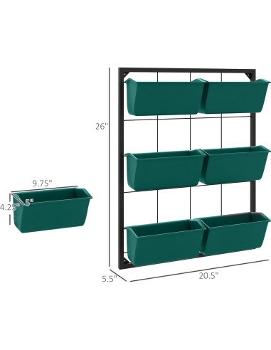 Jardinera de Pared Outsunny 3 Niveles con 6 Macetas Verde