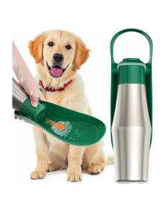Botella de Agua para Perros PETNF 0.8L Acero Inoxidable Verde