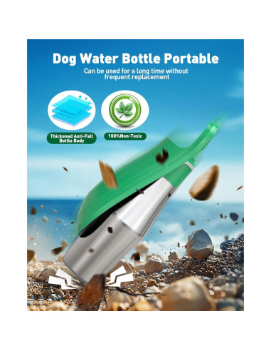 Botella de Agua para Perros PETNF 0.8L Acero Inoxidable Verde