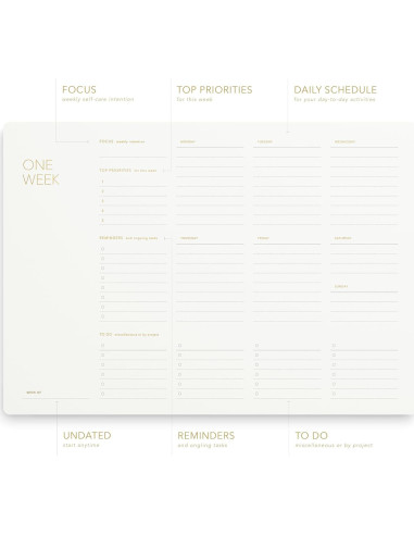 Planificador Semanal Pinesman A4 Minimalista con Foil Dorado