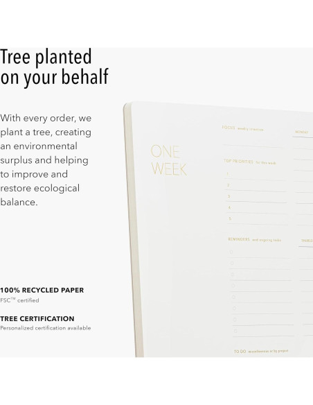 Planificador Semanal Pinesman A4 Minimalista con Foil Dorado Planificador Semanal Pinesman A4 Minimalista con Foil Dorado