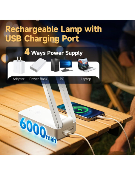 Lámpara de Escritorio Recargable Coolnight 6000mAh 3 Colores