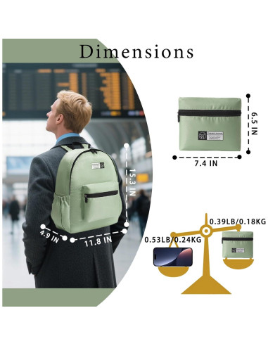 Mochila Plegable Ligera 15L Verde - Resistente al Agua