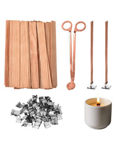 Kit de Fabricación de Velas GENZYRE - 100 Mechas de Madera y Cortador
