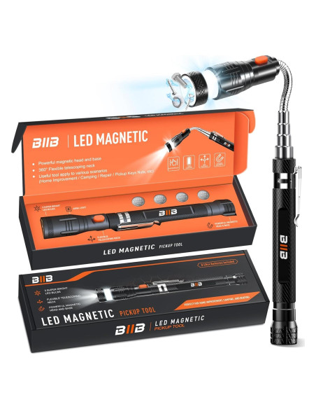 Herramienta de Recogida Magnética BIIB con Linterna LED 18.8 cm