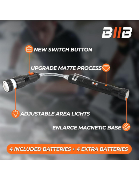 Herramienta de Recogida Magnética BIIB con Linterna LED 18.8 cm