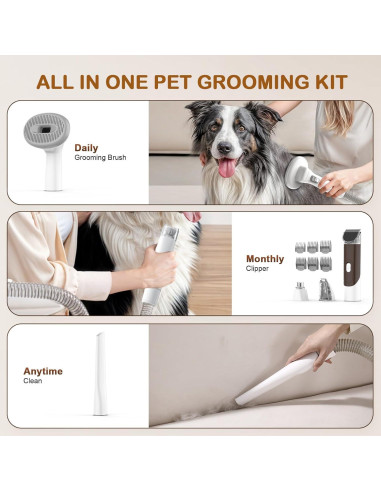 Aspiradora Acicaladora para Perros Ozumek 6 en 1 Marrón