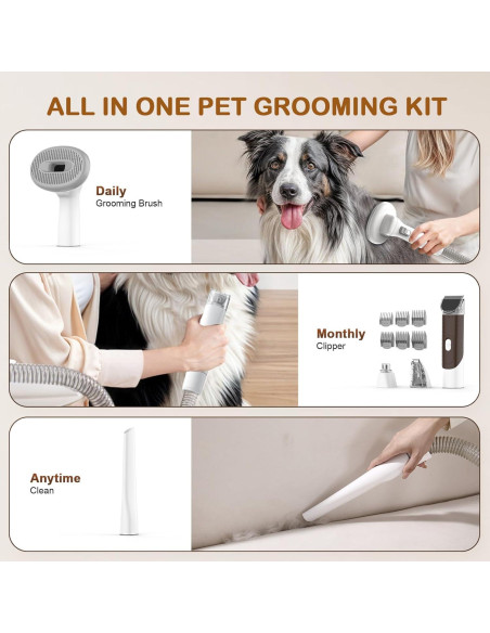 Aspiradora Acicaladora para Perros Ozumek 6 en 1 Marrón