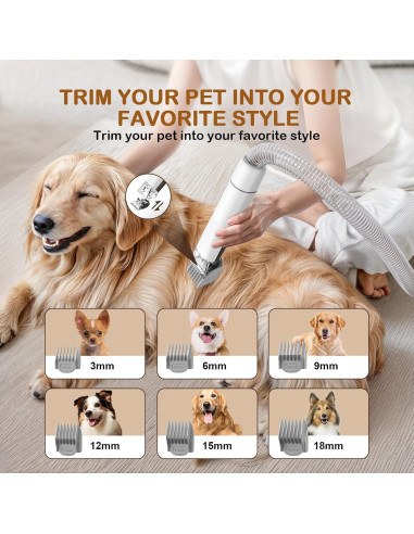 Aspiradora Acicaladora para Perros Ozumek 6 en 1 Marrón