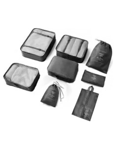 Juego de 8 Cubos Organizadores LOVCY para Equipaje Negro