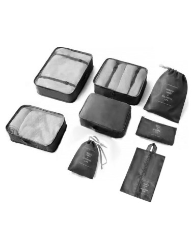 Juego de 8 Cubos Organizadores LOVCY para Equipaje Negro