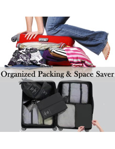 Juego de 8 Cubos Organizadores LOVCY para Equipaje Negro 2