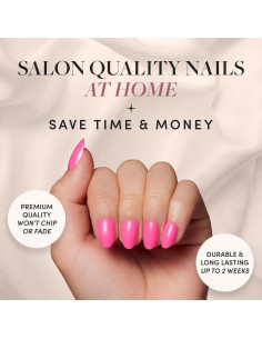 Kit Uñas Postizas Glamnetic Rosa Brillante 30 Uñas y Pegamento 2