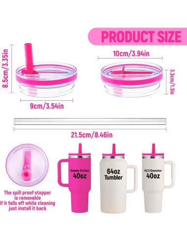 Tapa de Popote Morla para Vaso Stanley 40 oz/64 oz - Fucsia 2-Pack