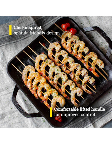 Sartén Grill Cuadrada Lodge 27.9 cm Hierro Fundido Pre-Sazonada