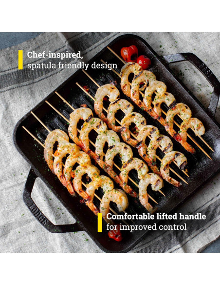 Sartén Grill Cuadrada Lodge 27.9 cm Hierro Fundido Pre-Sazonada