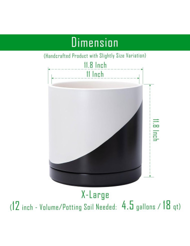 Maceta de Cerámica D'vine Dev 30 cm Redonda con Plato y Drenaje