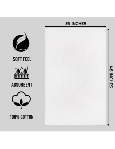 Toallas de Baño ZUPERIA 100% Algodón Paquete de 12 - 61x122 cm