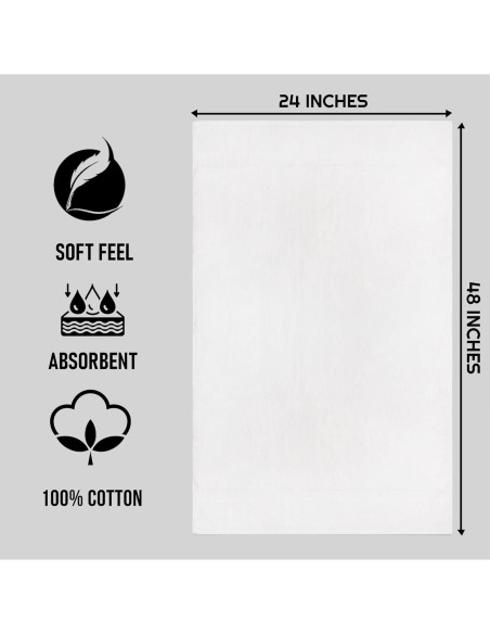 Toallas de Baño ZUPERIA 100% Algodón Paquete de 12 - 61x122 cm