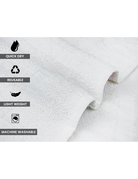 Toallas de Baño ZUPERIA 100% Algodón Paquete de 12 - 61x122 cm