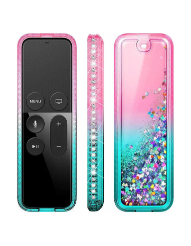 Funda Brillante NZND para Apple TV 4K/HD Siri Remote Rosa/Aqua